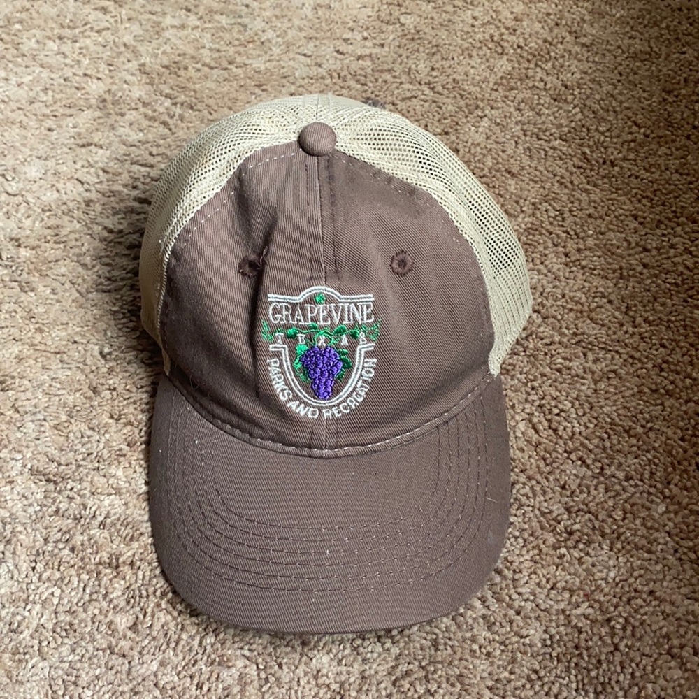 brown and beige baseball cap fits most